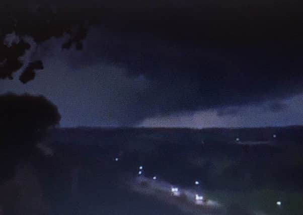 A tornado is seen in Sheffield last night.