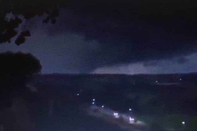 A tornado is seen in Sheffield last night.