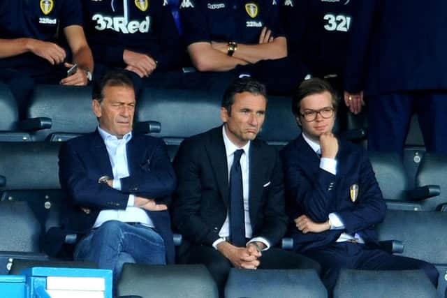 Massimo Cellino, left, with Francesco Marroccu, centre.
 Picture: Jonathan Gawthorpe.