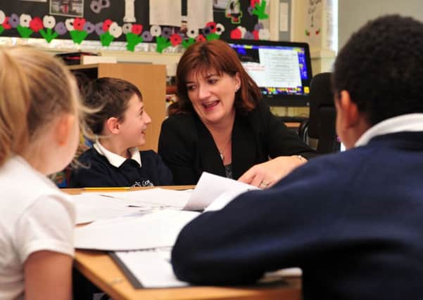 Nicky Morgan during a visit to Leeds when Education Secretary. Was she sacked because of her views on grammar schools?