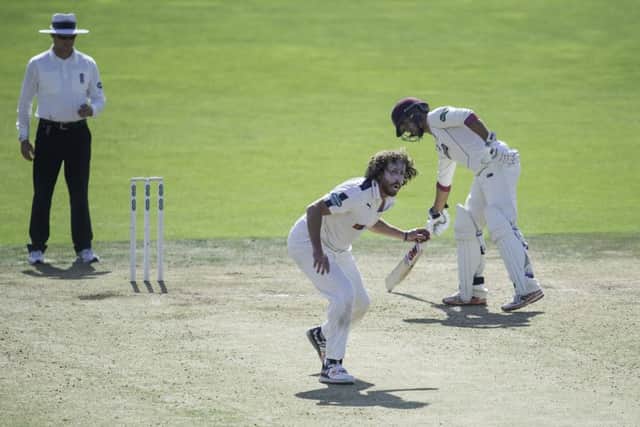 Yorkshire's Ryan Sidebottom fields the ball against Somerset at Headingley earlier this week. Picture by Allan McKenzie/SWpix.com