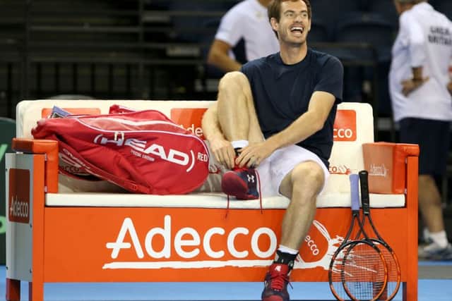 Great Britain's Andy Murray during the training session at the Emirates Arena, Glasgow. Picture: Andrew Milligan/PA .