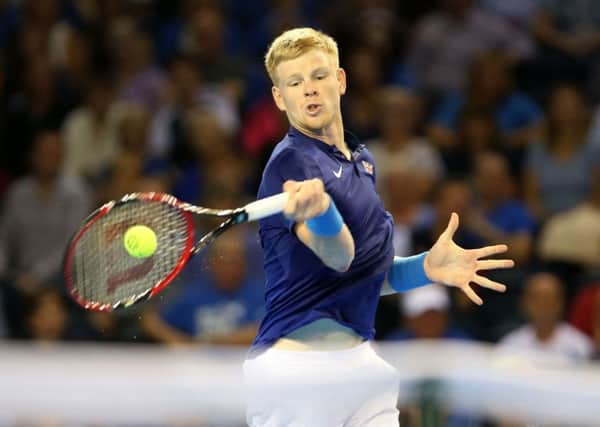 Great Britain's Kyle Edmund in action during day one of the Davis Cup.