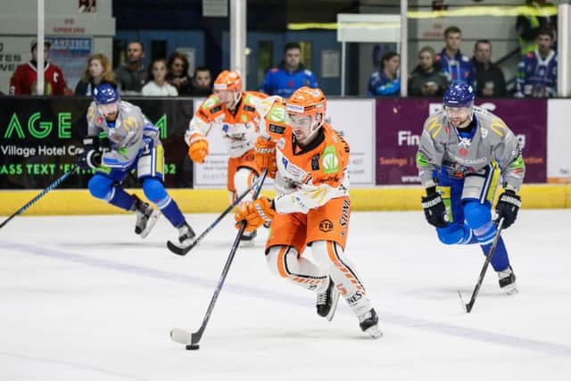 Christoffer BjÃ¶rklund gets a Steelers counter going at the SkyDome Arena on Saturday night. Picture: Scott Wiggins.