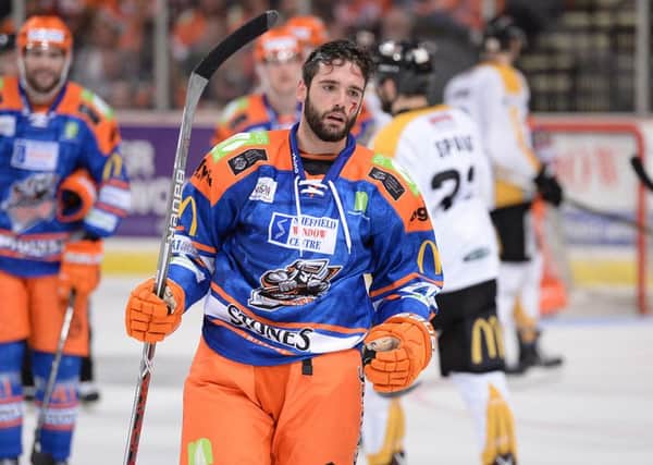 BATTLE_SCARRED: Luke Ferrara took a blow to the face during Sunday night's thrilling 7-5 win against Nottingham Panthers. Picture: Dean Woolley.