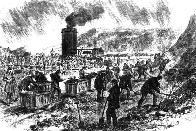 The Oaks Colliery Explosions

Filling the cupola shaft at the Oaks Colliery, Barnsley,  after explosions12th and 13th December 1866