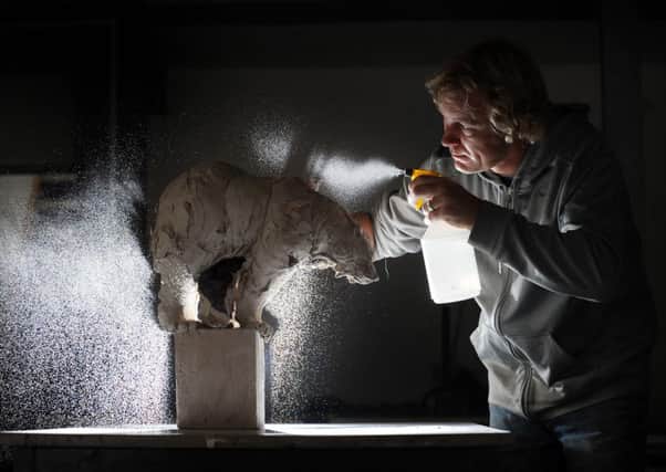 Sculptor Brendan Hesmondhalgh in his studio at Bottoms Hill, Holmfirth. Picture by Simon Hulme