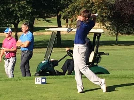 Lindrick's Bailey Gill drives at the 16th on his way to beating Ilkley's Ed Cowan in the Yorkshire match play final at Selby.