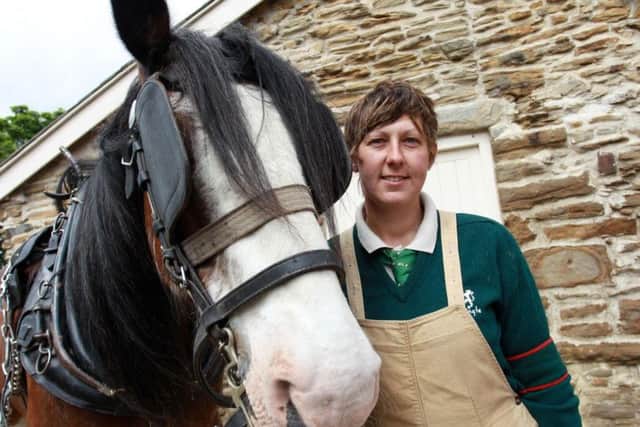 Big Lad with Manor Lodge farm ranger Ethel Worthington. Picture: Ross Parry Agency