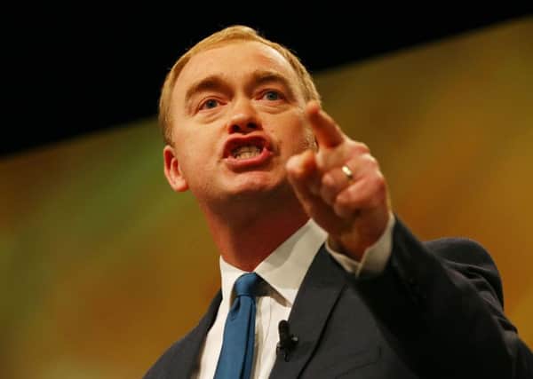 Tim Farron speaks at the Liberal Democrats' conference today