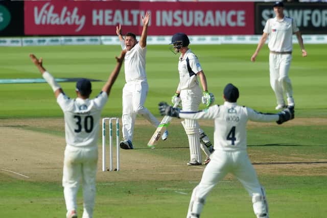 Tim Bresnan appeals for a wicket early on day two (Photo: Jonathan Gawthorpe)