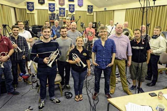 Gareth Malone recording with Brighouse and Rastrick Band for his Christmas single. (Gordon Ratcliffe).