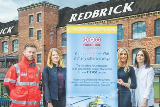 Yorkshire Air Ambulance paramedic Lee Greenwood, YAA Regional Fundraising Manager Kerry Garner, Redbrick Marketing and Retail Operations Manager Nicola Orrell and Marketing & Digital Media Assistant Joelle Allen.