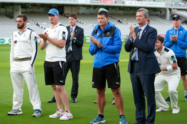 NOT THIS TIME: Yorkshire's players and staff look dejected following the defeat at Lord's, which saw them finish third in the standings. Picture by Alex Whitehead/SWpix.com