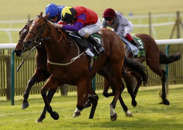 ROARING TRIUMPH: The Last Lionand Joe Fanning win the Juddmonte Middle Park Stakes at Newmarket. Picture: Julian Herbert/PA
