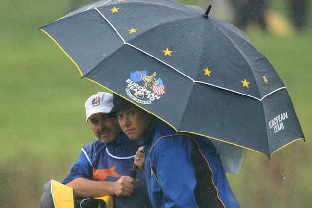 Lee Westwood (right) and Billy Foster during the Friday fourball round at the 2010 Ryder Cup at Celtic Manor. Picture: Lynne Cameron/PA.