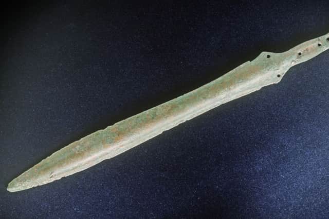 Scarborough Castle

Bronze age Sword found on Scarborough castle site 1980  courtesy of Historic England