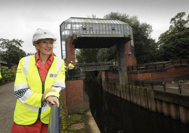 Secretary of State for Environment Andrea Leadsom pictured by the Foss Barrier, York...26th September 2016..Picture by Simon Hulme