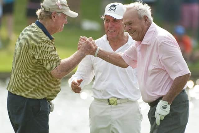 He, together with Jack Nicklausa and Gary Player formed a 'Big Three' in the 1960s which fought it out for golf's biggest honours. (AP Photo/Dave Einsel)