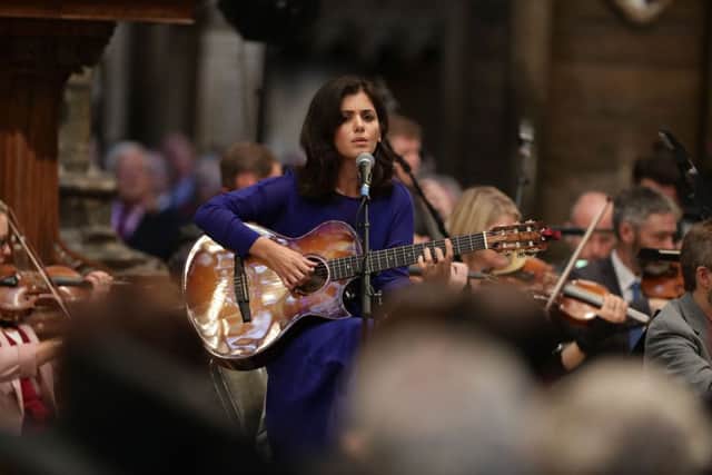 Katie Melua performs during the Service of Thanksgiving for Sir Terry Wogan at Westminster Abbey