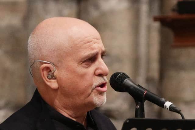 Peter Gabriel performs during the Service of Thanksgiving for Sir Terry Wogan at Westminster Abbey