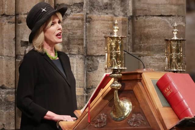 Joanna Lumley speaks during the Service of Thanksgiving for Sir Terry Wogan at Westminster Abbey