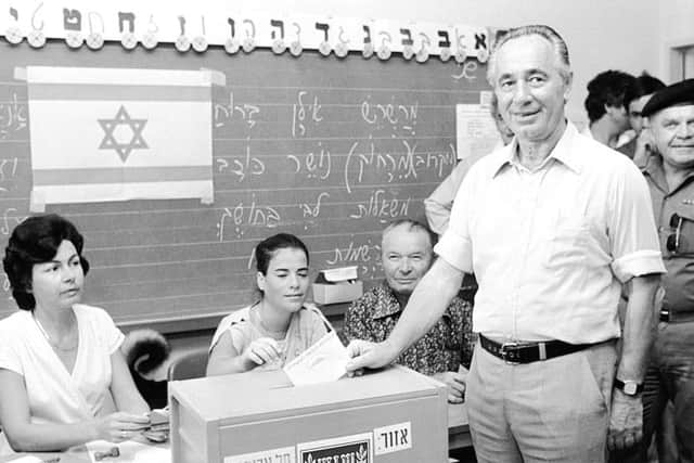 Shimon Peres on election day in 1981