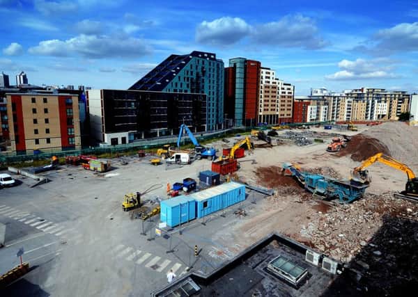 Date:9th July 2012. Demolition of the former Tetley Brewery site, Leeds, city centre.