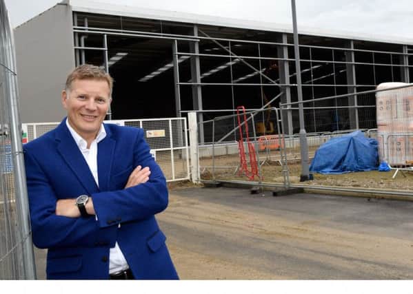 James Laxton views construction of his new spinning factory at the Sapper Jordan Rossi Park in Baildon