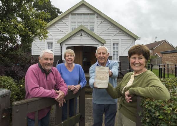 The Grey Village Hall in Sutton-on-the-Forest has won the Hambleton District Village Hall of the Year 2016 award. Pictured (left to right) are committe members Ron Chester, Tricia Allison and John and Lis Smale, holding their prize for winning the competition.  Picture: James Hardisty.