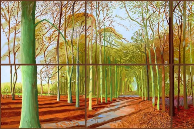 David Hockney's painting Woldgate Woods,  at the Tate Britain