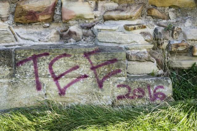Graffiti on the ruins of Sandal Castle, Wakefield.
