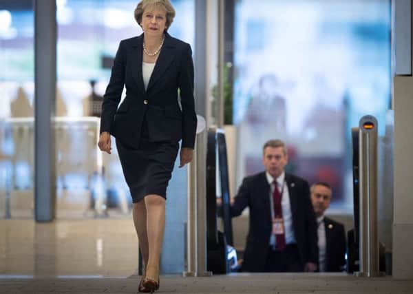 Theresa May at the Tory conference , her first as Prime Minister.