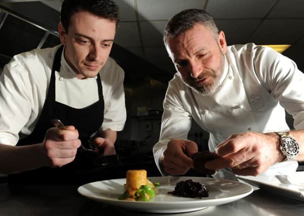 Lawrence Yates, head chef, and Simon Gueller, chef patron of Ilkley's Box Tree restaurant.   Picture: Bruce Rollinson