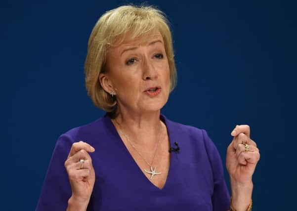 Andrea Leadsom speaking at the Conservative Party conference today