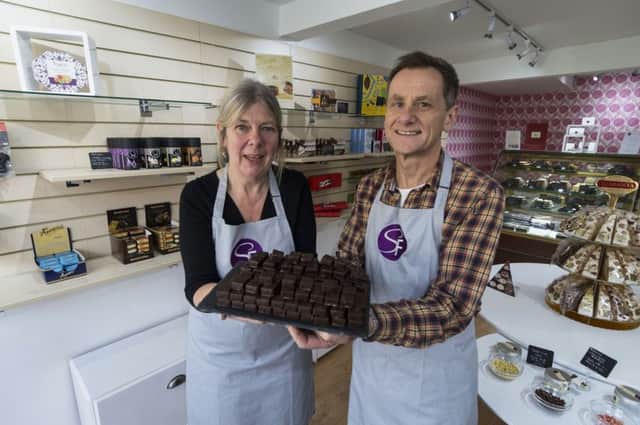 Sharon Longcroft, and Hugh Fink, have just opened thier second shop on the High Street in Boroughbridge, following on from the successful launch of FINK back  in June the couple are selling luxury confectionery from their new chocolate boutique SWEET FINK.