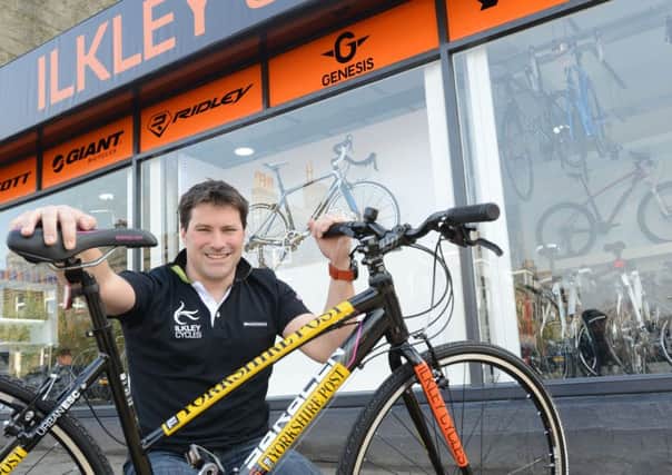 Adam Evans, owner of Ilkley Cycles, said the increase in business rates would 'cripple' his shop. Picture Bruce Rollinson