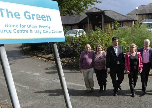 Campaigners who are fighting against the closure of The Green care home in Seacroft, Leeds, which could shut as part of cost-cutting plans by the council.  (l-r)  Bill Askin,  Counc Catherine Dobson, Richard Burgon MP, Lindsey Cannon,  Tony Cannon and David Jenkins .  16 September 2016.  Picture Bruce Rollinson