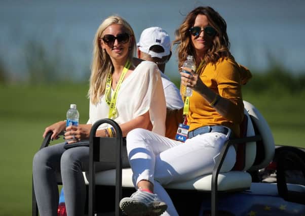 Helen Storey (right), girlfriend of Europe's Lee Westwood, and Nicole Willett, wife of Sheffield's Danny Willett, at the Ryder Cup.
