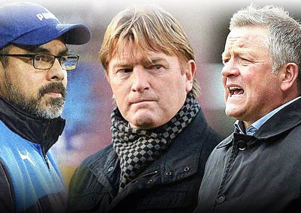 LEADING THE WAY: David Wagner, Stuart McCall and Chris Wilder. Graphic: Graeme Bandeira.