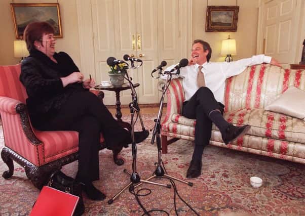Prime Minister Tony Blair is interviewed by Jenni Murray, for Radio 4 Woman's Hour. Photo by Jeff Overs/BBC