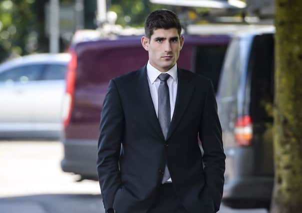 Footballer Ched Evans outside Cardiff Crown Court