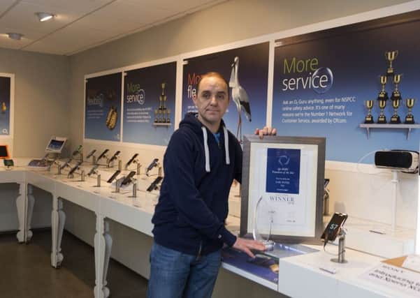 Mark Skelton, Project iCare ambassador for Talk Direct, at the O2 store in the Merrion Centre. Picture: James Hardisty. Date: 11th October 2016.