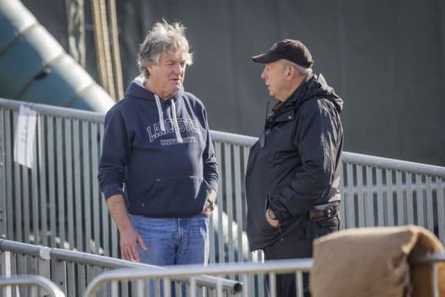 Jeremy Clarkson, plus co-presenters Richard Hammond and James May - plus a stuntman - have been filming their new show in Whitby
