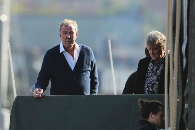 Jeremy Clarkson and James May have been filming their new series, The Grand Tour, at Whitby Harbour. Picture: SWNS