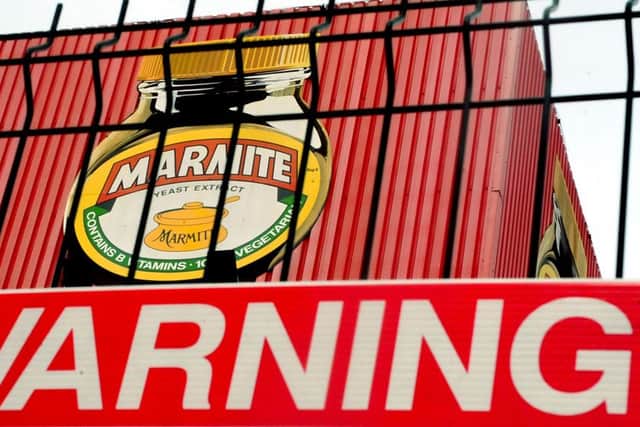 A sign at the Unilever Marmite factory in Burton on Trent, Staffordshire