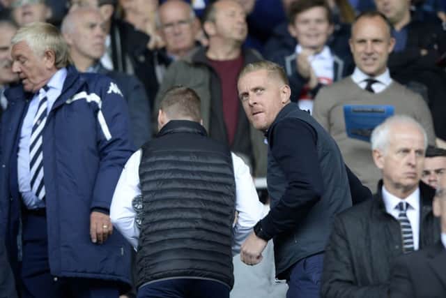 Garry Monk go's to his seat in the stand for his one match sideline ban. Picture Bruce Rollinson