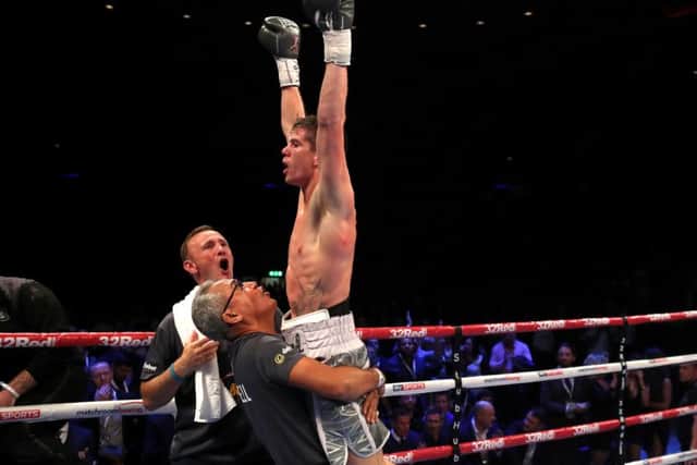 Luke Campbell celebrates victory over Derry Matthews. Picture: Peter Byrne/PA