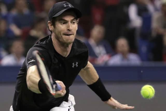 Andy Murray of Britain reaches for the ball Roberto Bautista Agut. Picture: AP/Andy Wong