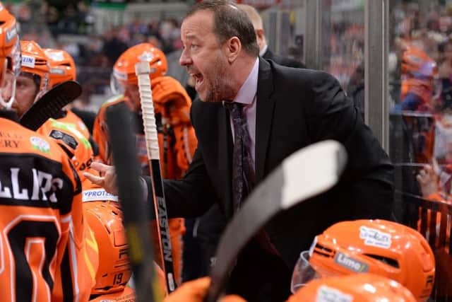 Head coach Paul Thompson tries to rally his misfiring Sheffield Steelers team on Sunday night. Picture: Dean Woolley.